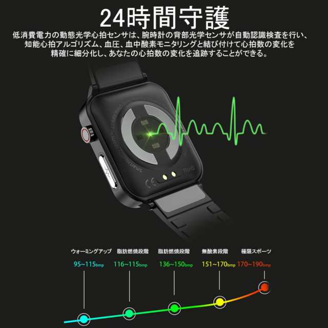 スマートウォッチ【売れ筋No.1 心電図機能】 日本製 センサー 心電図